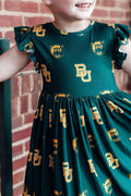 Baylor Green Bear Flutter Twirl Dress by Mila & Rose ®