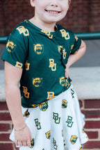 Baylor Green Bear Ruffle Pocket Tee by Mila & Rose ®