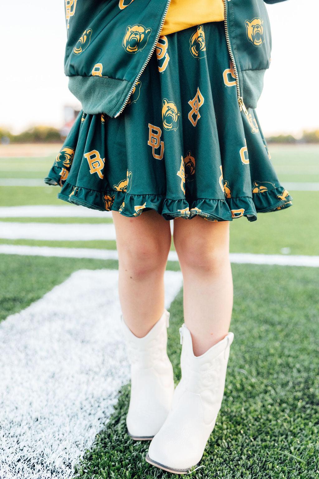Baylor Green Bear Ruffle Twirl Skort by Mila & Rose ®