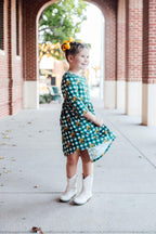 Baylor Plaid Bear 3/4 Sleeve Pocket Twirl Dress by Mila & Rose ®