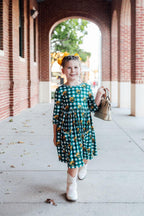 Baylor Plaid Bear 3/4 Sleeve Pocket Twirl Dress by Mila & Rose ®