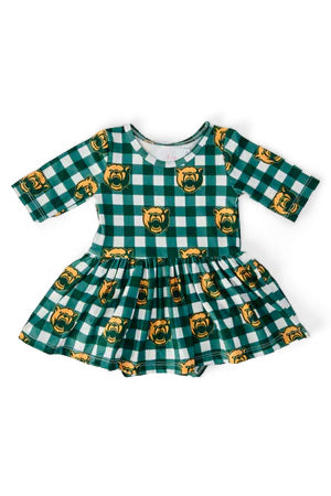 Baylor Plaid Bear 3/4 Sleeve Twirl Bodysuit by Mila & Rose ®