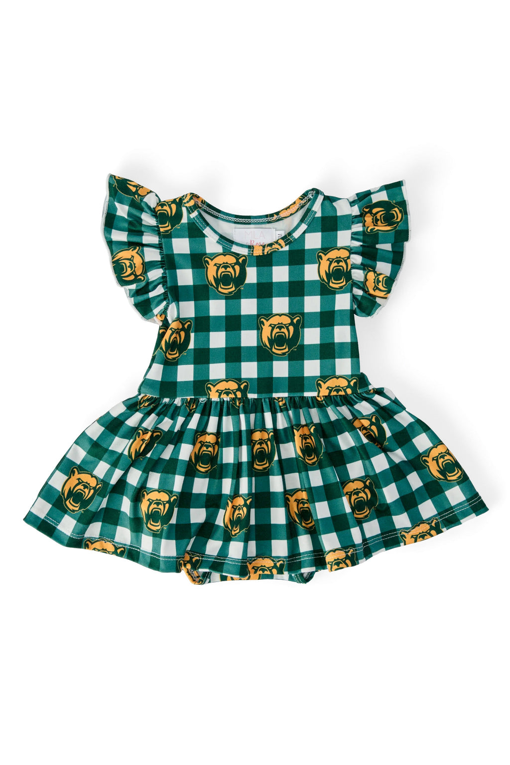 Baylor Plaid Bear S/S Flutter Twirl Bodysuit by Mila & Rose ®