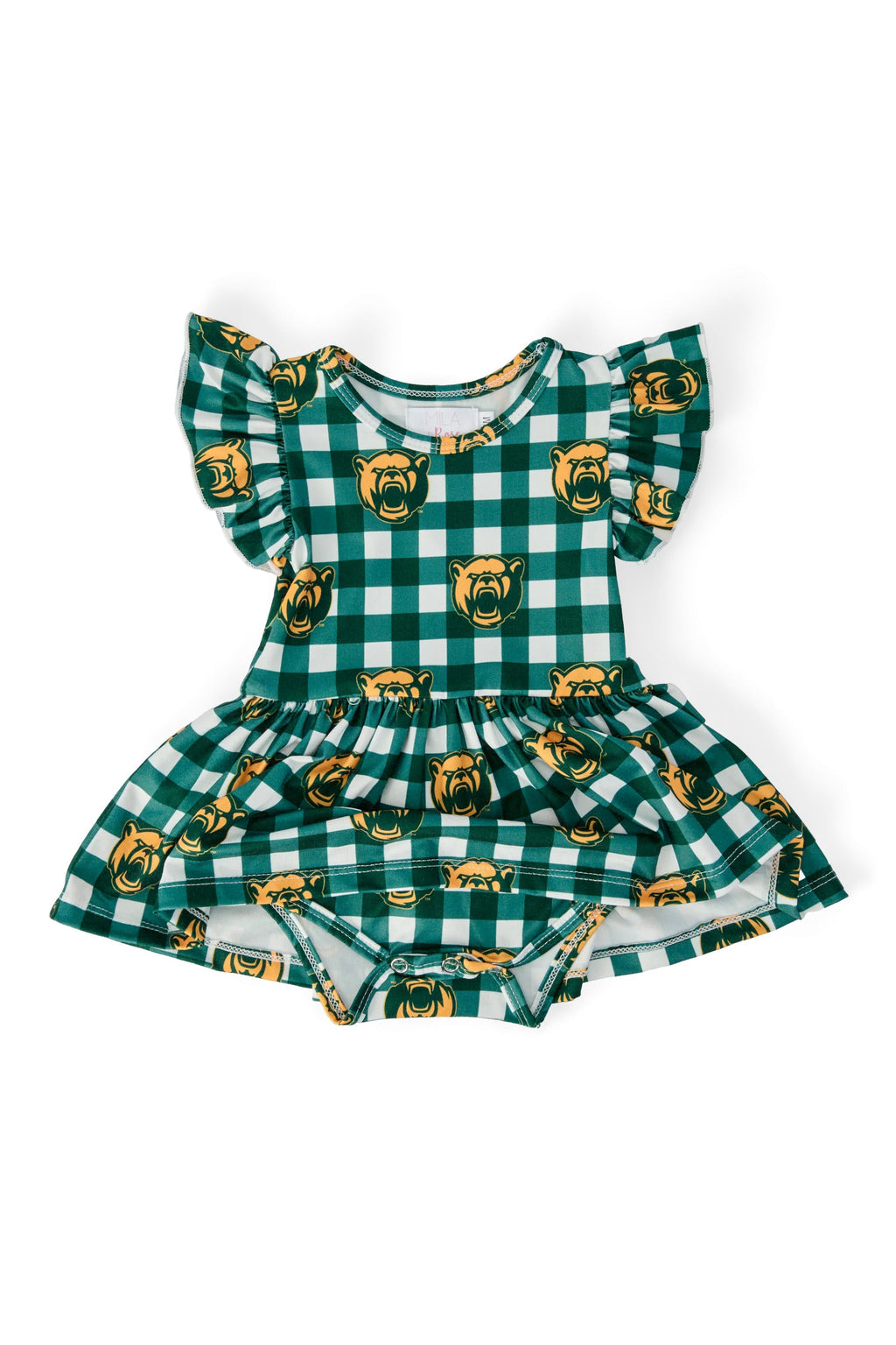 Baylor Plaid Bear S/S Flutter Twirl Bodysuit by Mila & Rose ®