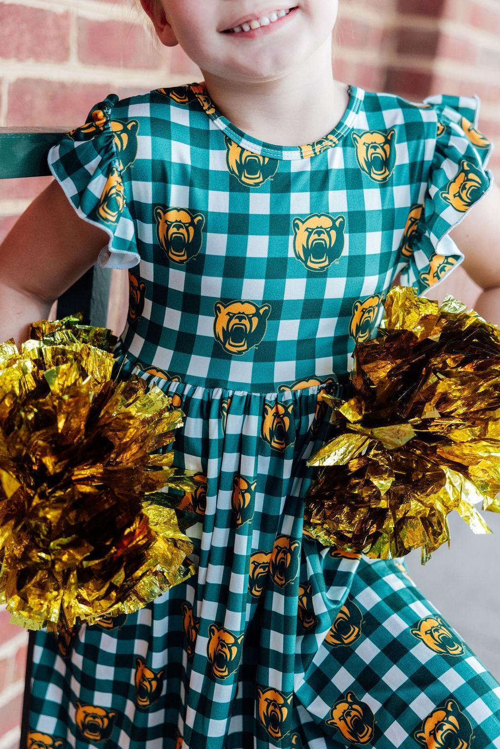 Baylor Plaid Bear Flutter Twirl Dress by Mila & Rose ®