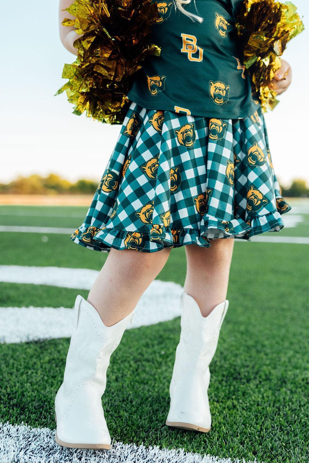Baylor Plaid Bear Ruffle Twirl Skort by Mila & Rose ®
