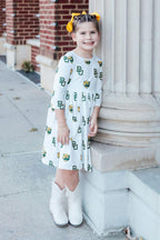 Baylor White Bear 3/4 Sleeve Pocket Twirl Dress by Mila & Rose ®