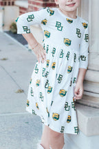 Baylor White Bear 3/4 Sleeve Pocket Twirl Dress by Mila & Rose ®
