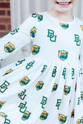 Baylor White Bear 3/4 Sleeve Pocket Twirl Dress by Mila & Rose ®