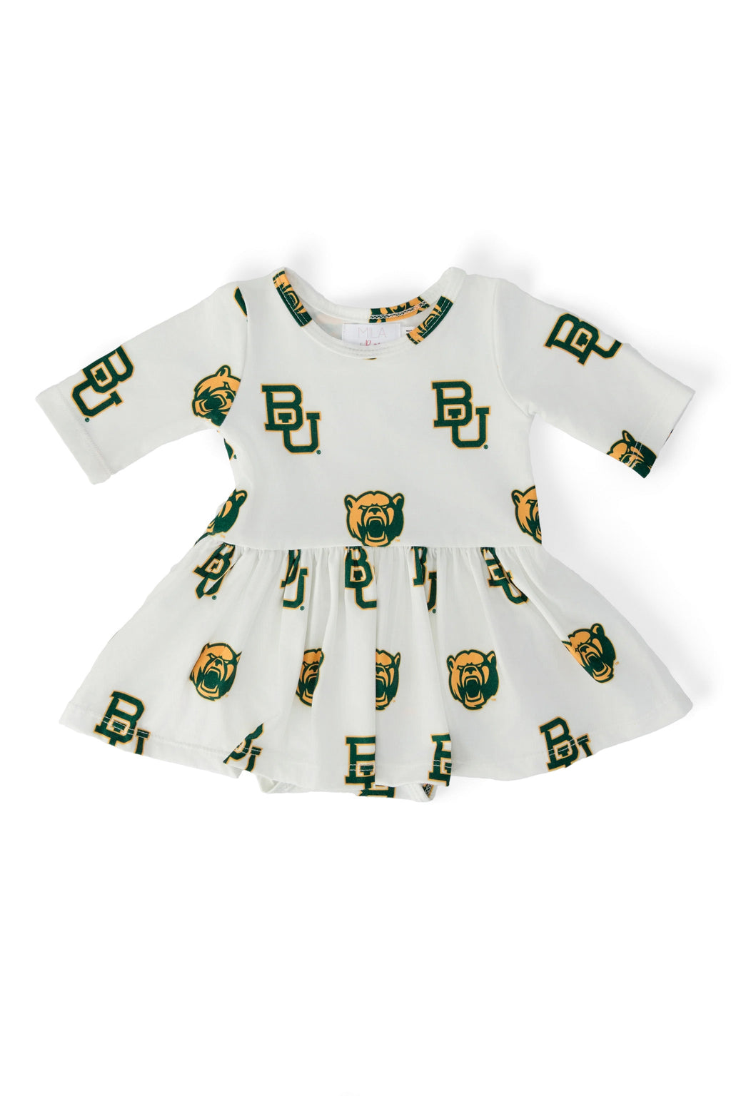 Baylor White Bear 3/4 Sleeve Twirl Bodysuit by Mila & Rose ®