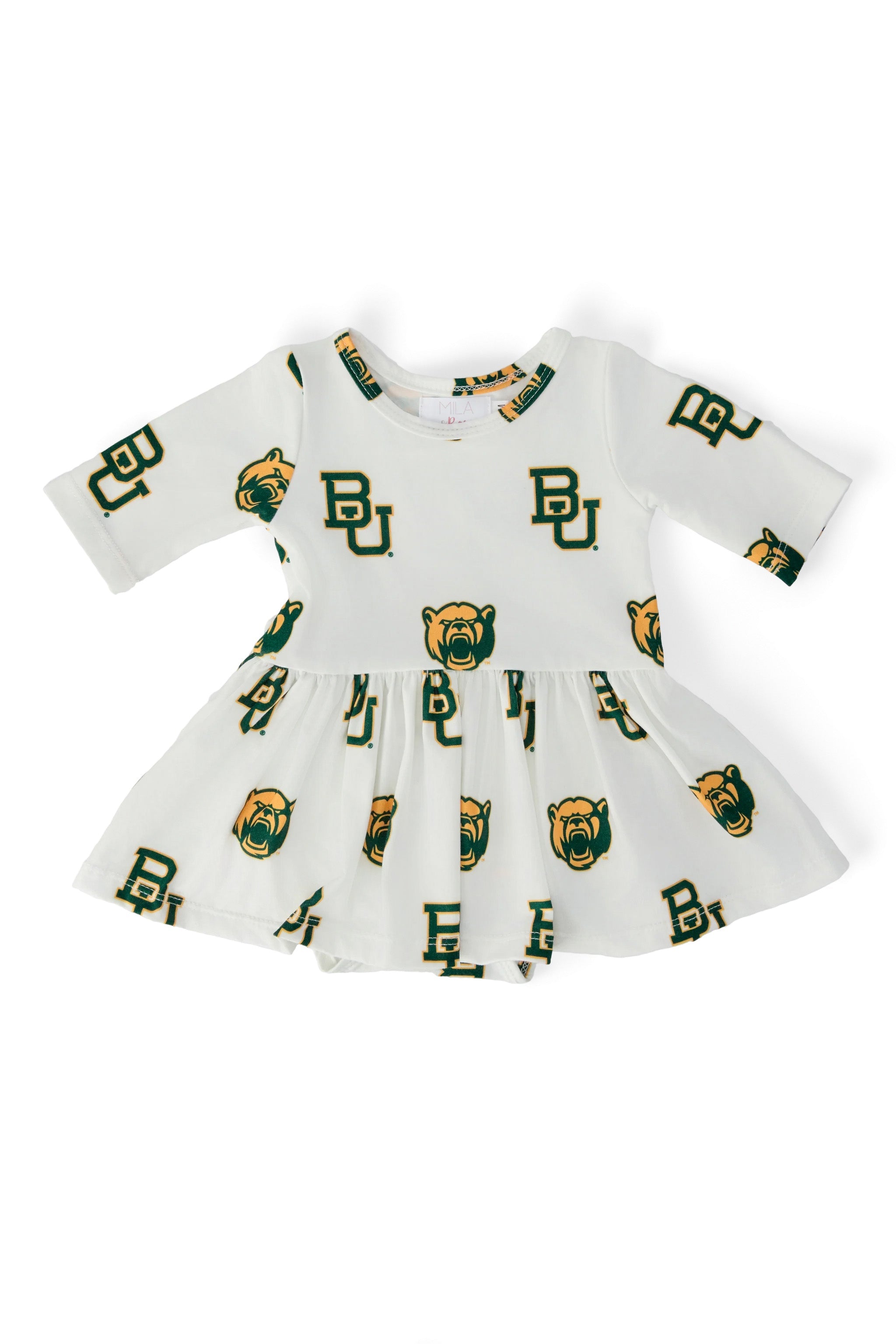 Baylor White Bear 3/4 Sleeve Twirl Bodysuit by Mila & Rose ®