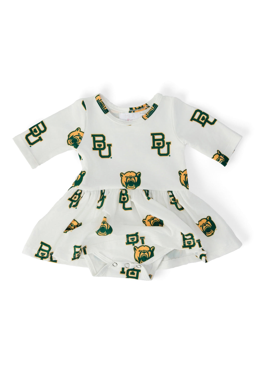 Baylor White Bear 3/4 Sleeve Twirl Bodysuit by Mila & Rose ®
