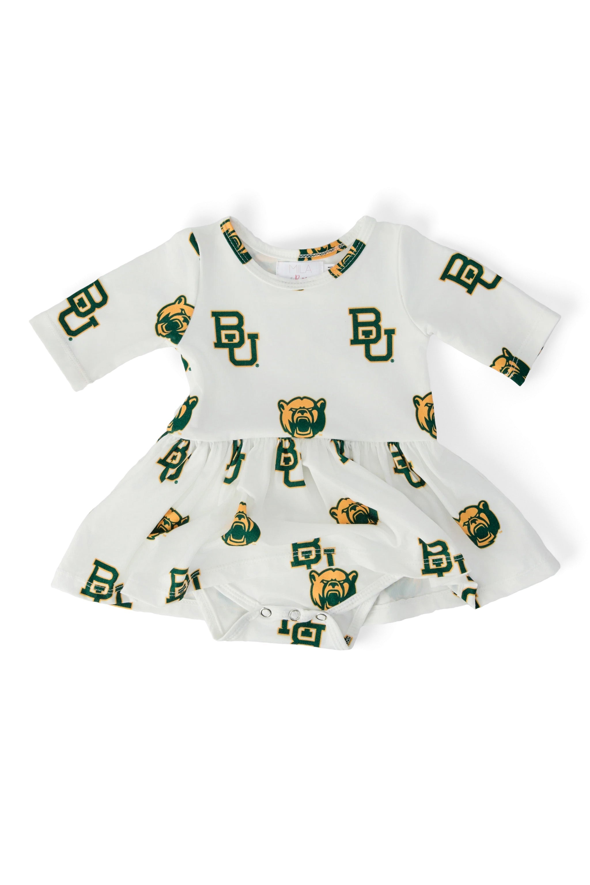 Baylor White Bear 3/4 Sleeve Twirl Bodysuit by Mila & Rose ®