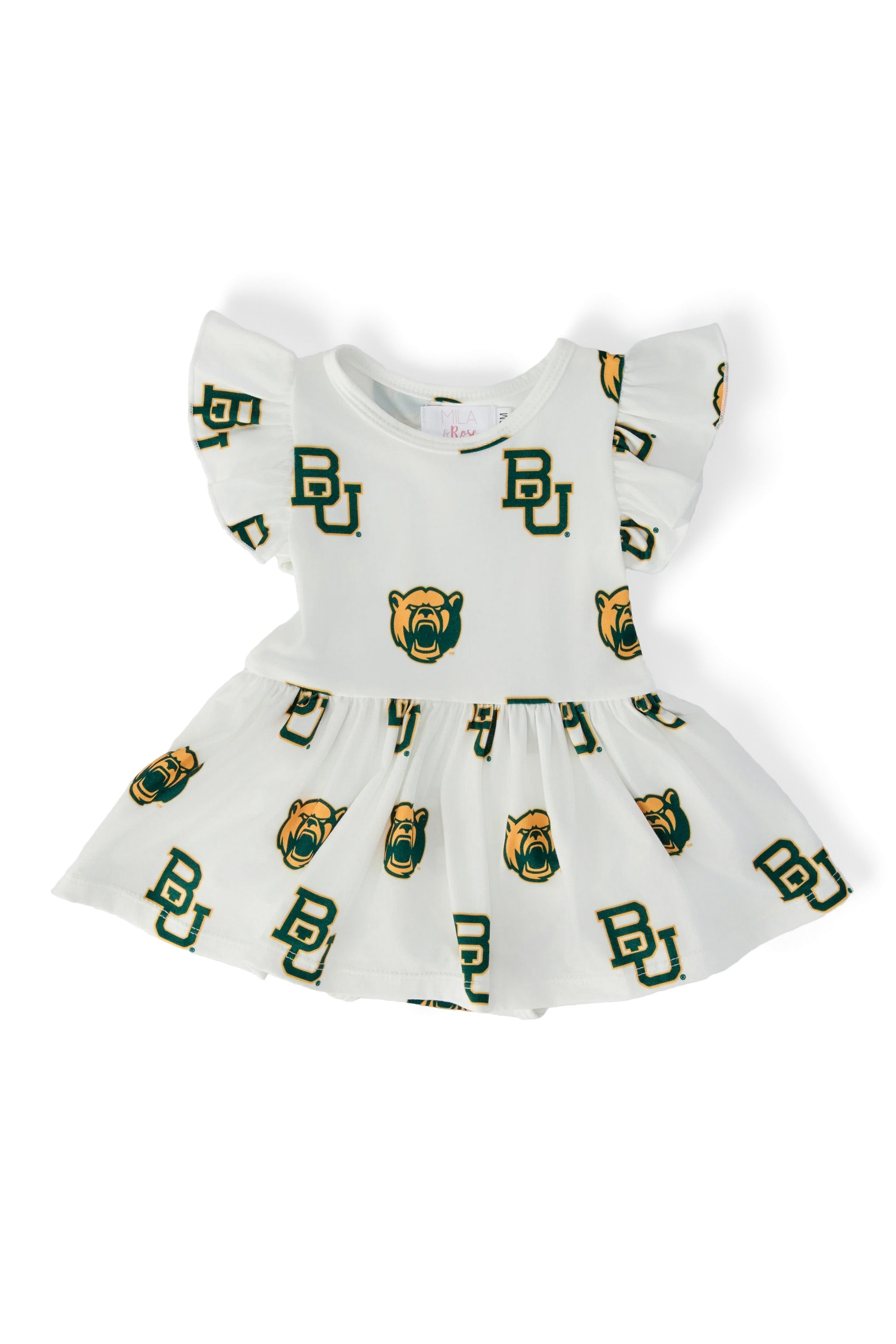 Baylor White Bear S/S Flutter Twirl Bodysuit by Mila & Rose ®