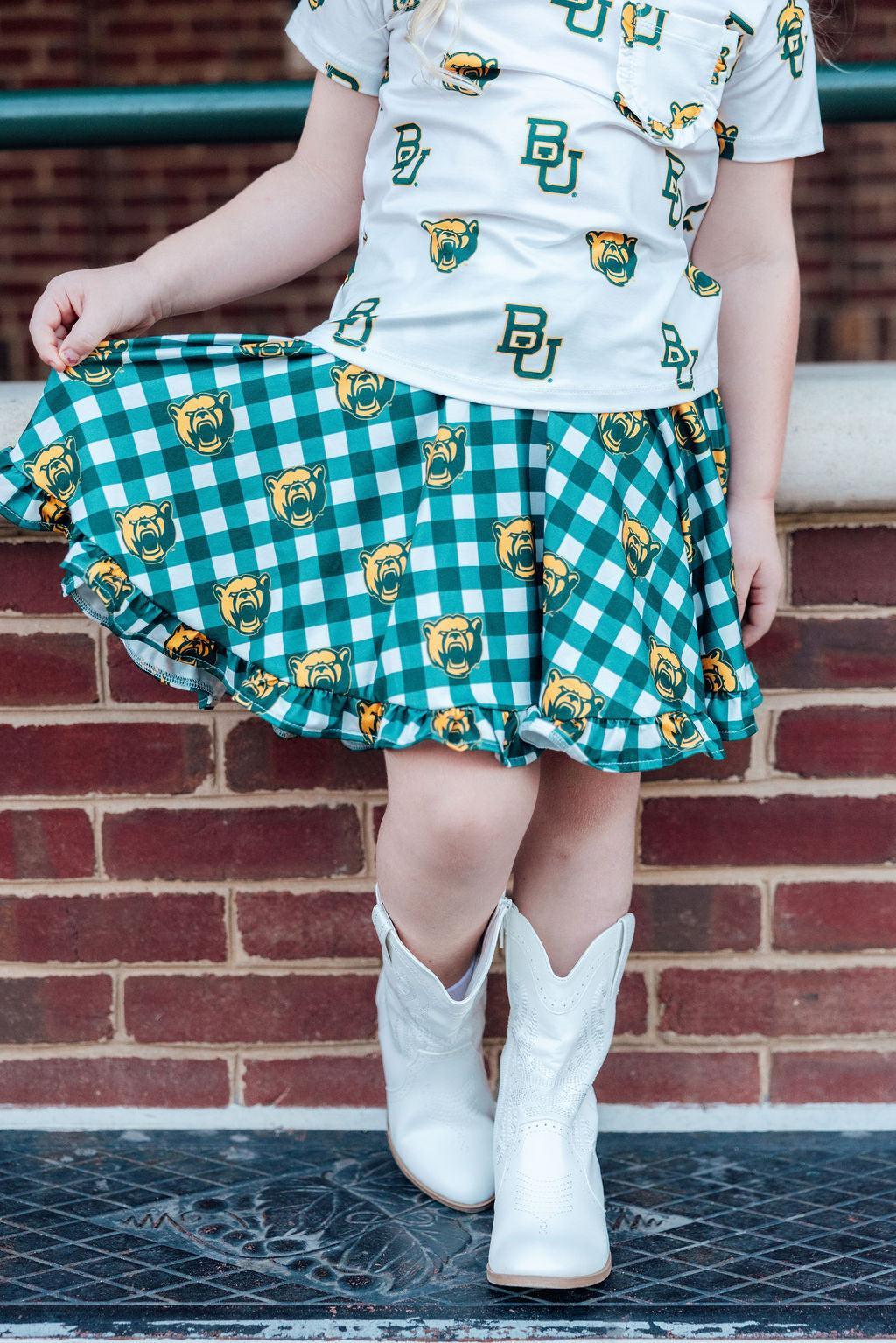 Baylor White Bear Ruffle Pocket Tee by Mila & Rose ®