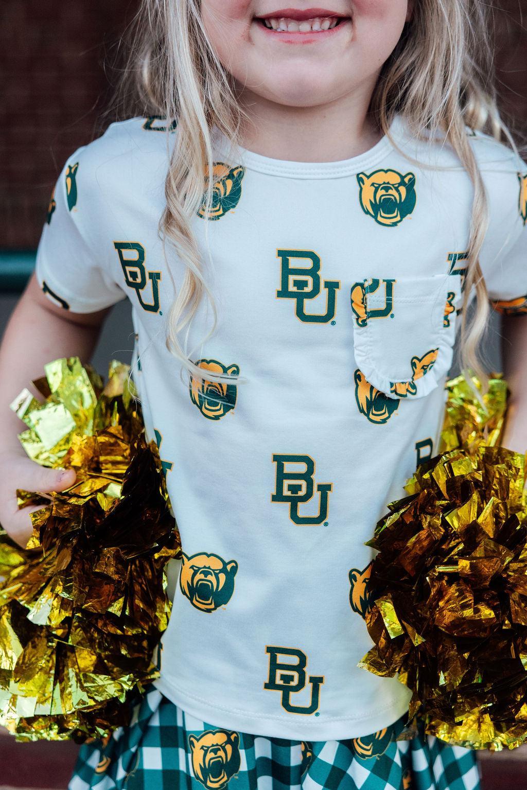 Baylor White Bear Ruffle Pocket Tee by Mila & Rose ®