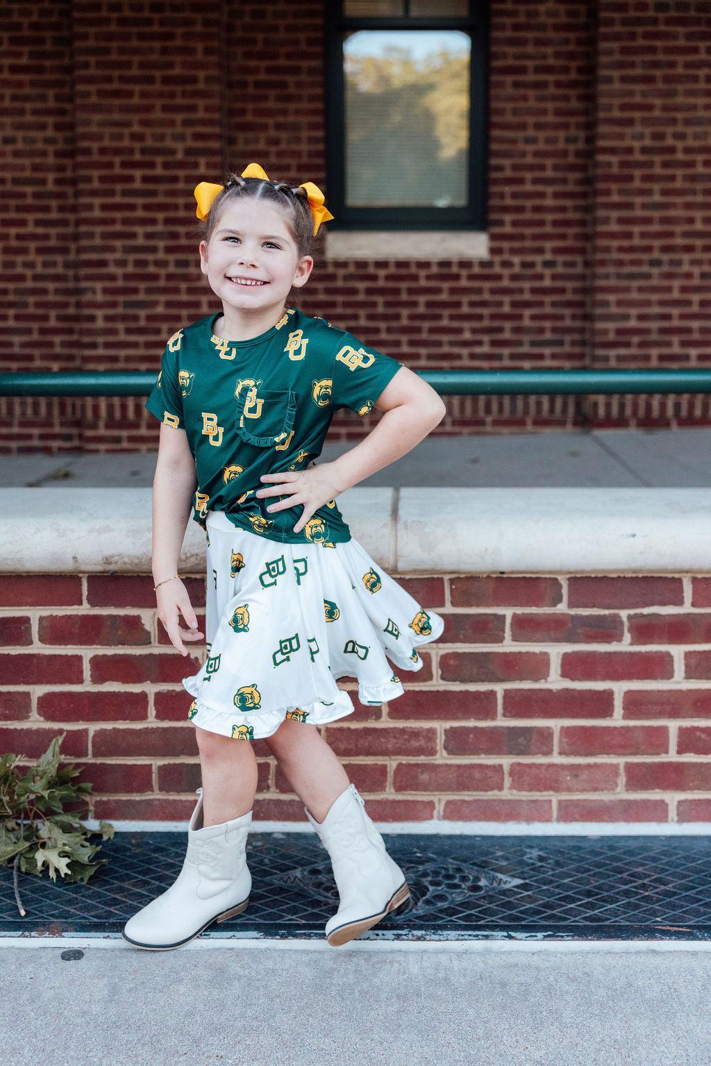Baylor White Bear Ruffle Twirl Skort by Mila & Rose ®