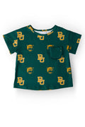 Baylor Green Bear Ruffle Pocket Tee by Mila & Rose ®