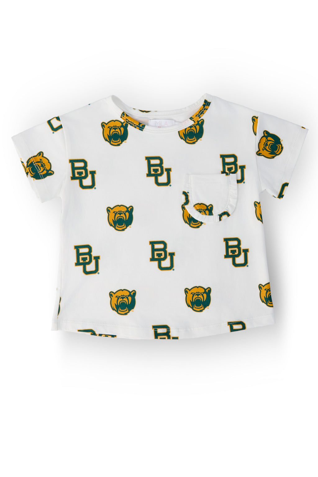 Baylor White Bear Ruffle Pocket Tee by Mila & Rose ®