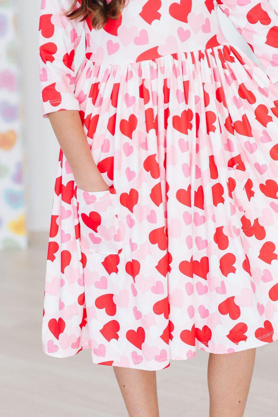 Be Mine 3/4 Sleeve Pocket Twirl Dress by Mila & Rose ®