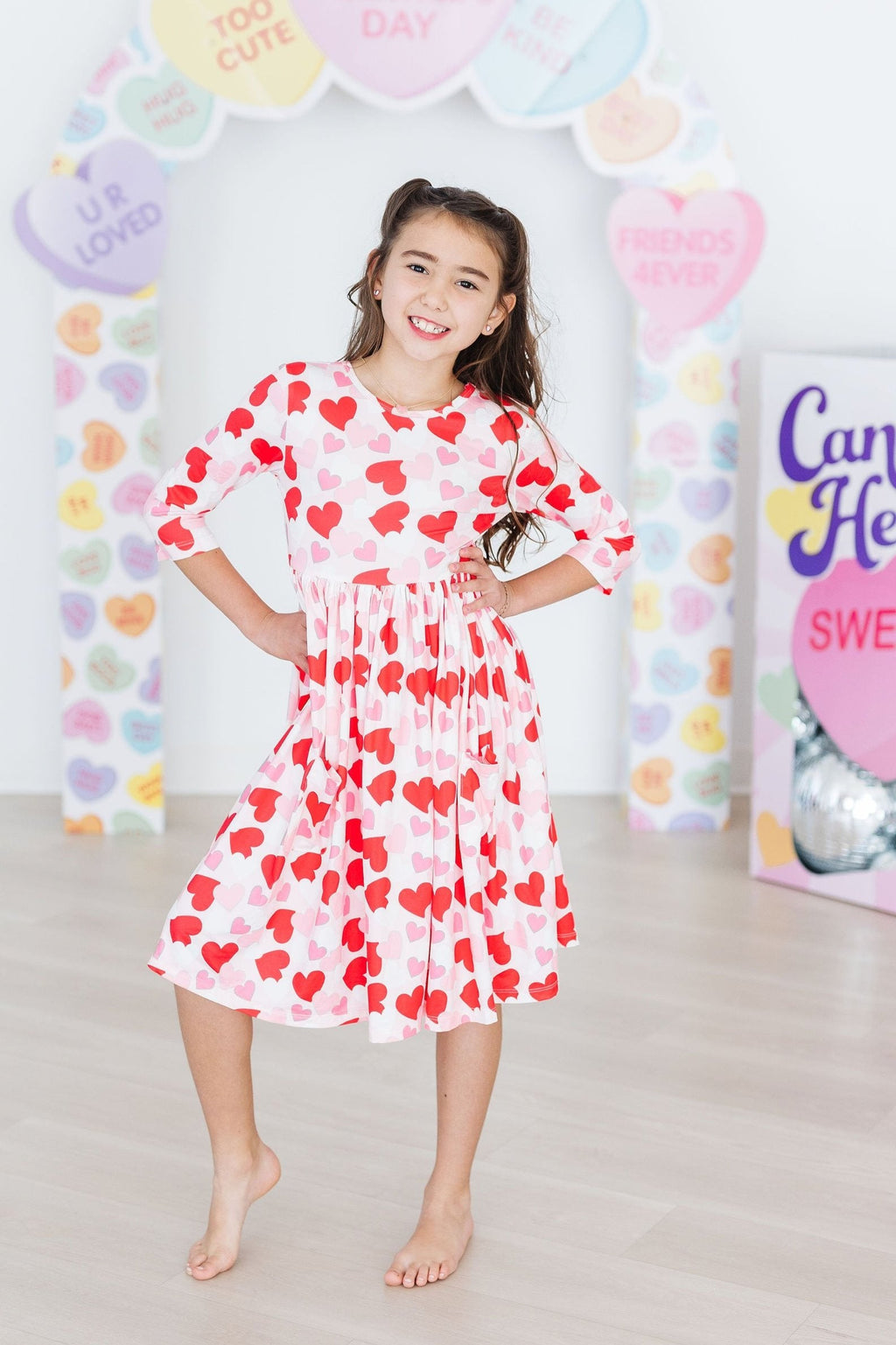 Be Mine 3/4 Sleeve Pocket Twirl Dress by Mila & Rose ®
