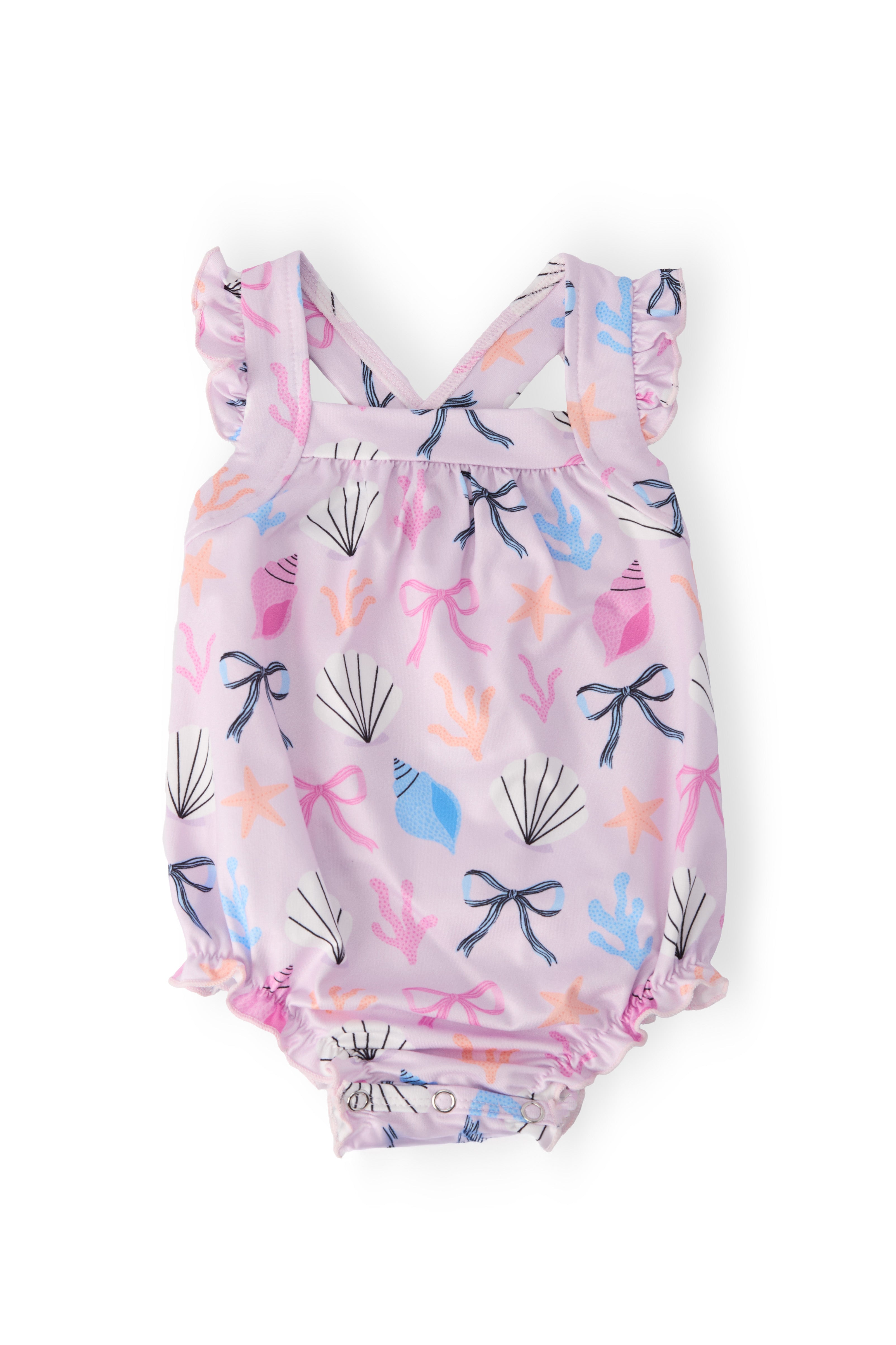 Beachside Bows Ruffle Cross Back Romper by Mila & Rose ®