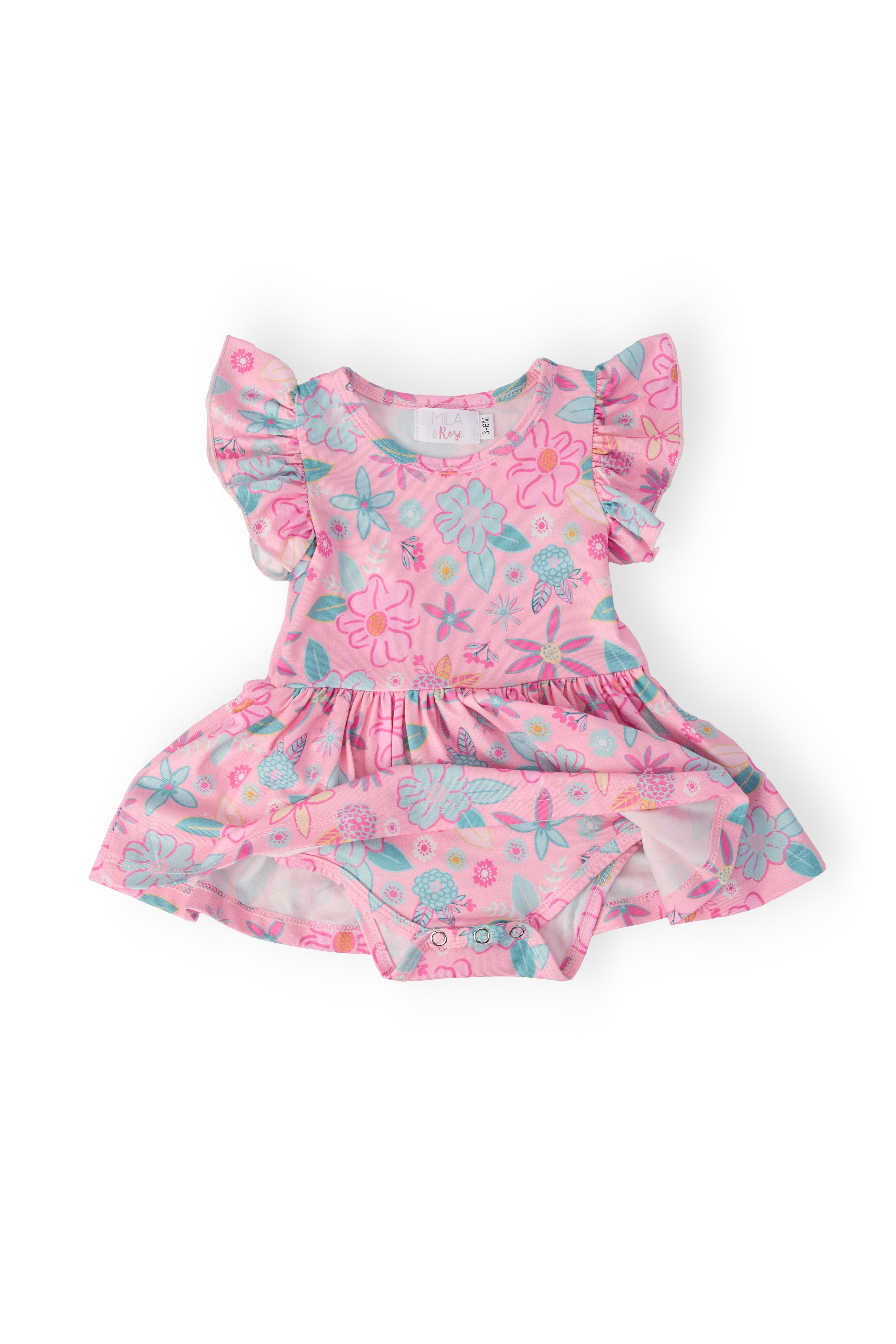 Beachy Blooms S/S Flutter Twirl Bodysuit by Mila & Rose ®