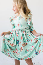 Believe in Your Elf 3/4 Sleeve Ruffle Twirl Dress by Mila & Rose ®