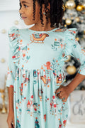 Believe in Your Elf 3/4 Sleeve Ruffle Twirl Dress by Mila & Rose ®