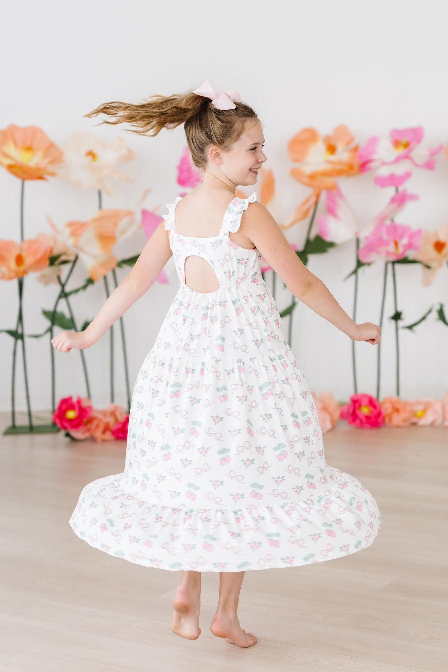Berries & Bows Ruffle Maxi Dress by Mila & Rose ®