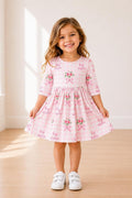 Big Sister Floral 3/4 Sleeve Pocket Twirl Dress by Mila & Rose ®
