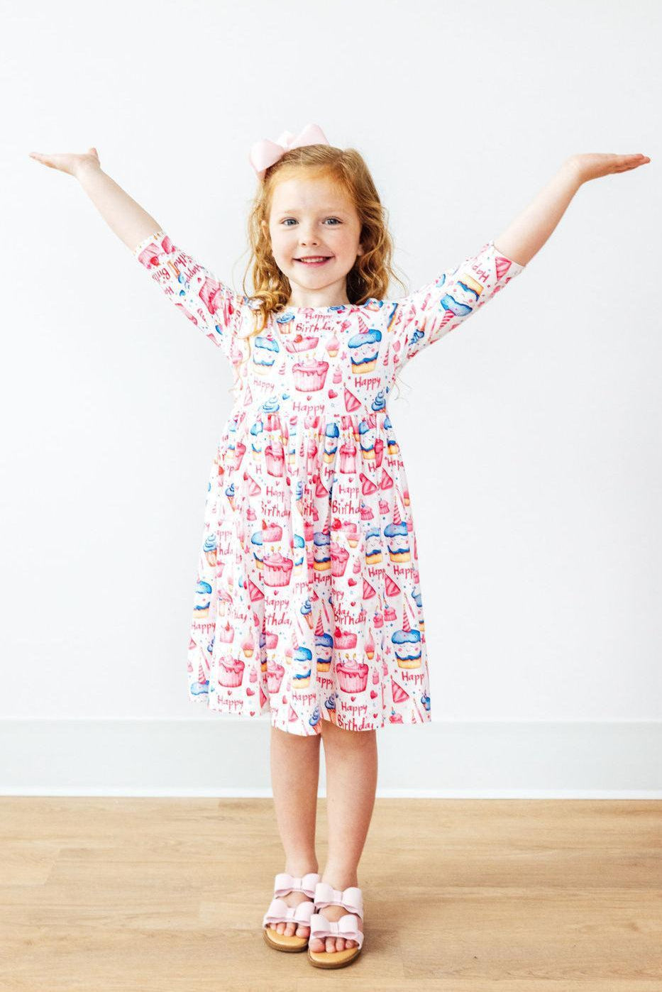 Birthday Girl 3/4 Sleeve Pocket Twirl Dress by Mila & Rose ®