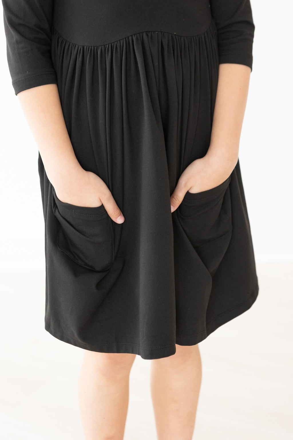 Black 3/4 Sleeve Pocket Twirl Dress by Mila & Rose ®