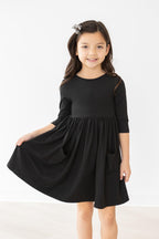 Black 3/4 Sleeve Pocket Twirl Dress by Mila & Rose ®