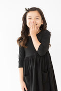 Black 3/4 Sleeve Pocket Twirl Dress by Mila & Rose ®