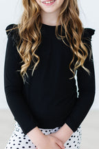 Black L/S Ruffle Tee by Mila & Rose ®