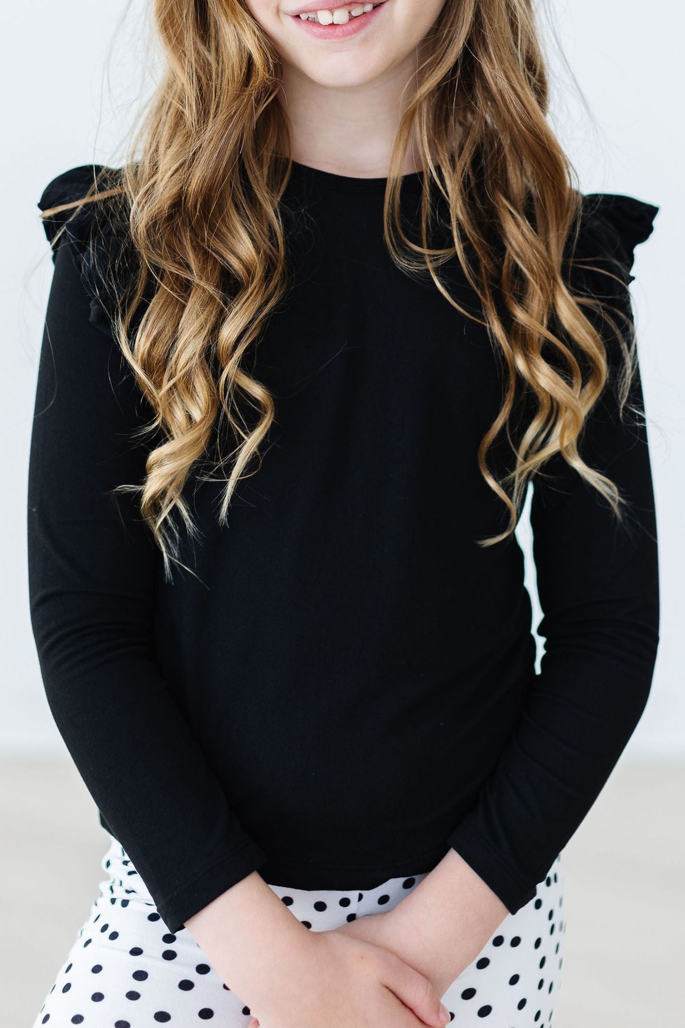 Black L/S Ruffle Tee by Mila & Rose ®
