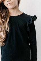 Black L/S Ruffle Tee by Mila & Rose ®