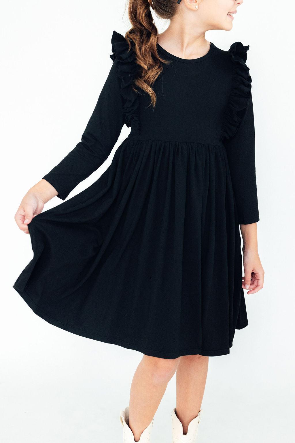 Black L/S Ruffle Twirl Dress by Mila & Rose ®