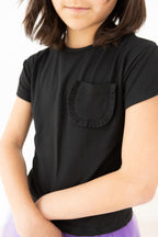 Black Ruffle Pocket Tee by Mila & Rose ®
