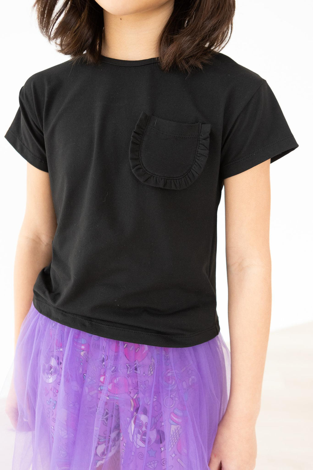 Black Ruffle Pocket Tee by Mila & Rose ®