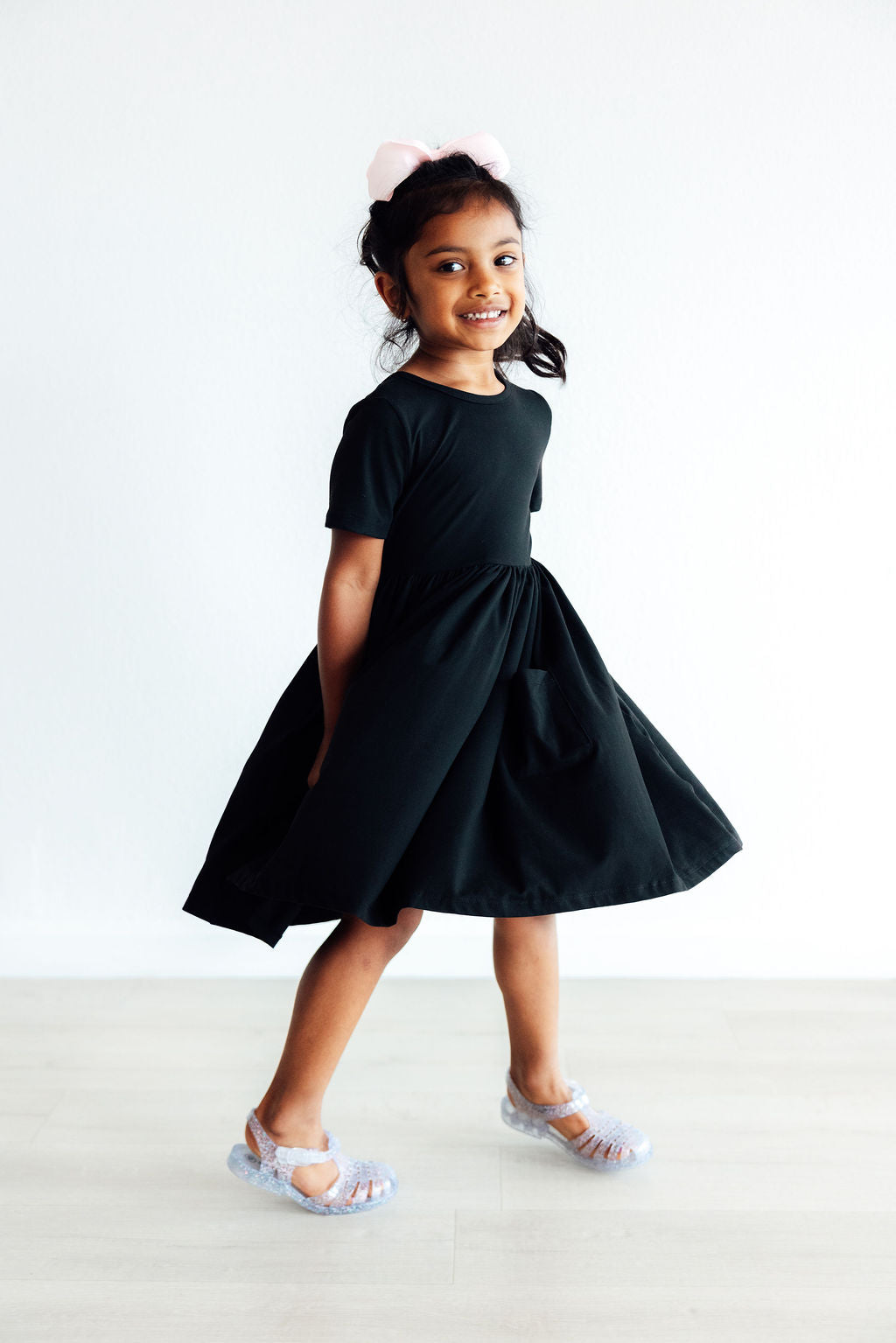 Black S/S Pocket Twirl Dress by Mila & Rose ®