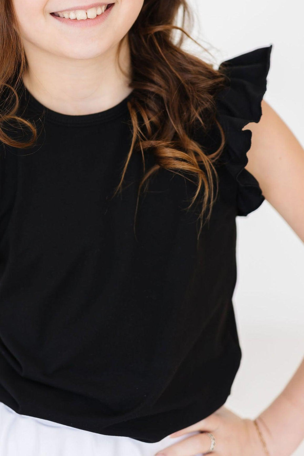 Black S/S Ruffle Tee by Mila & Rose ®