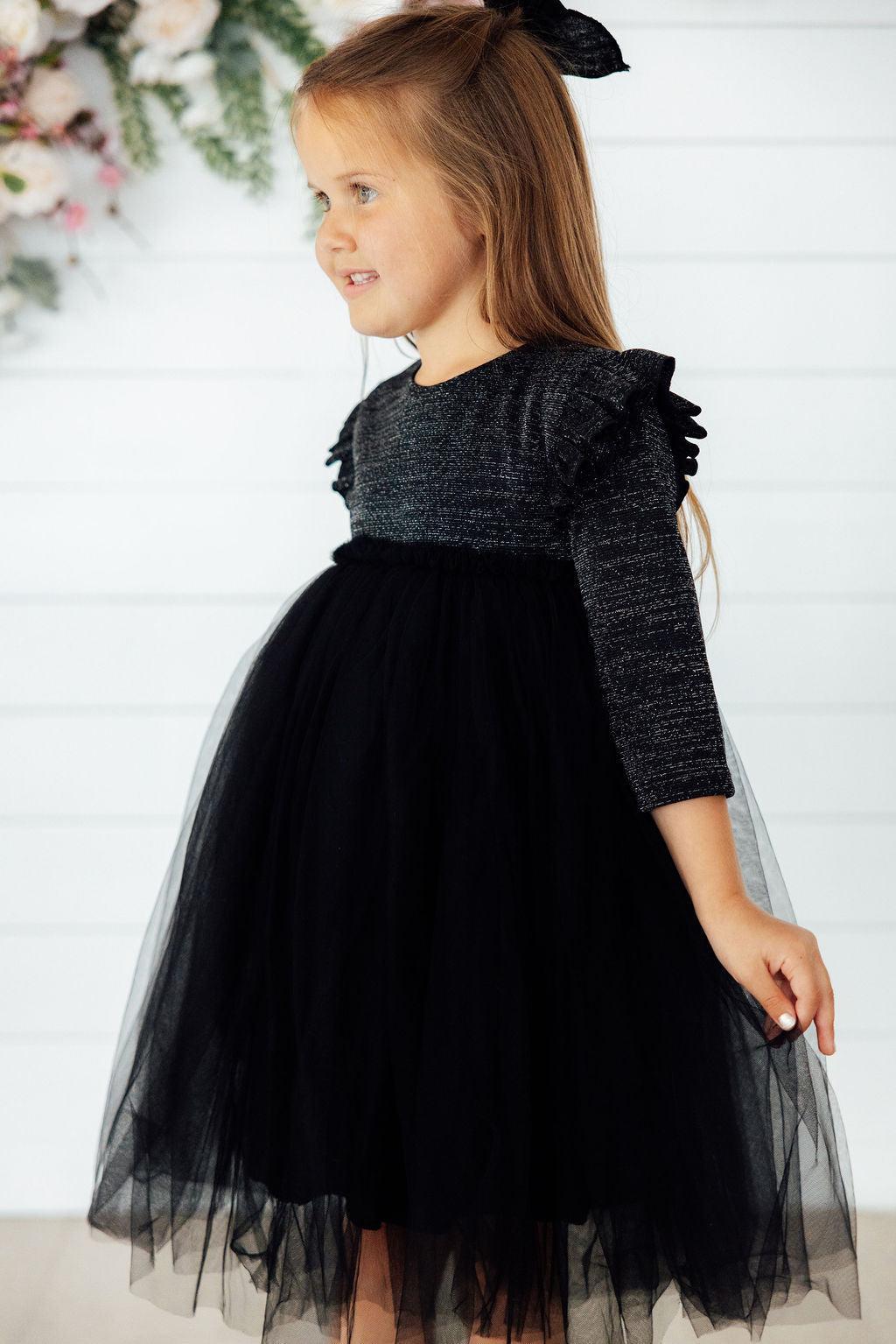 Black Shimmer 3/4 Sleeve Tutu Dress by Mila & Rose ®