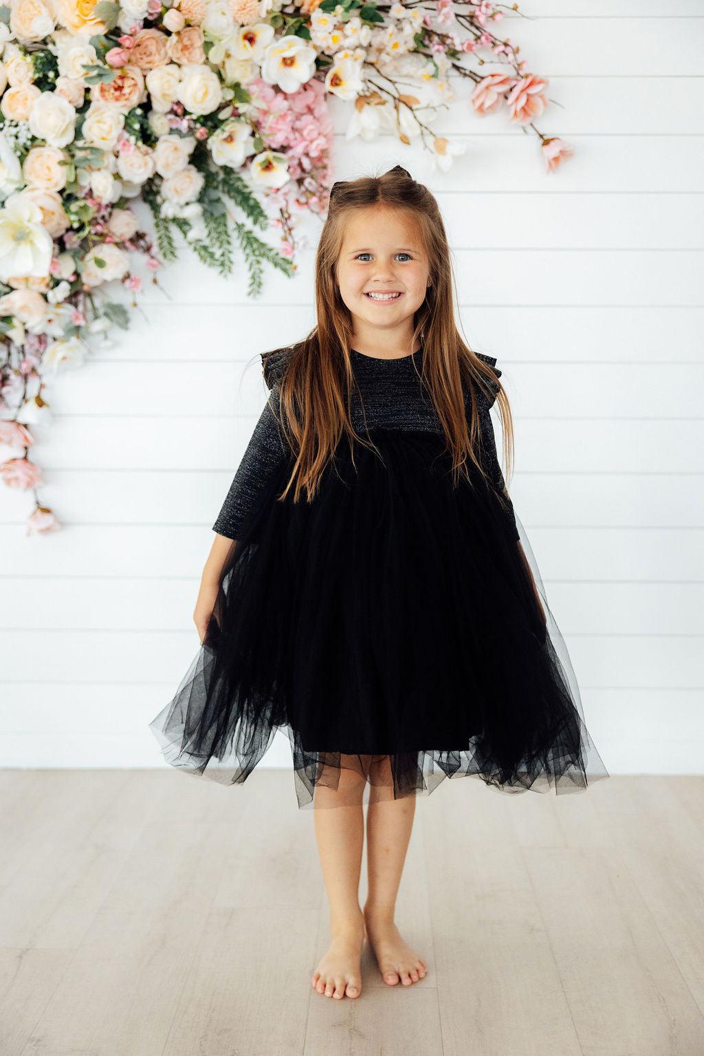 Black Shimmer 3/4 Sleeve Tutu Dress by Mila & Rose ®
