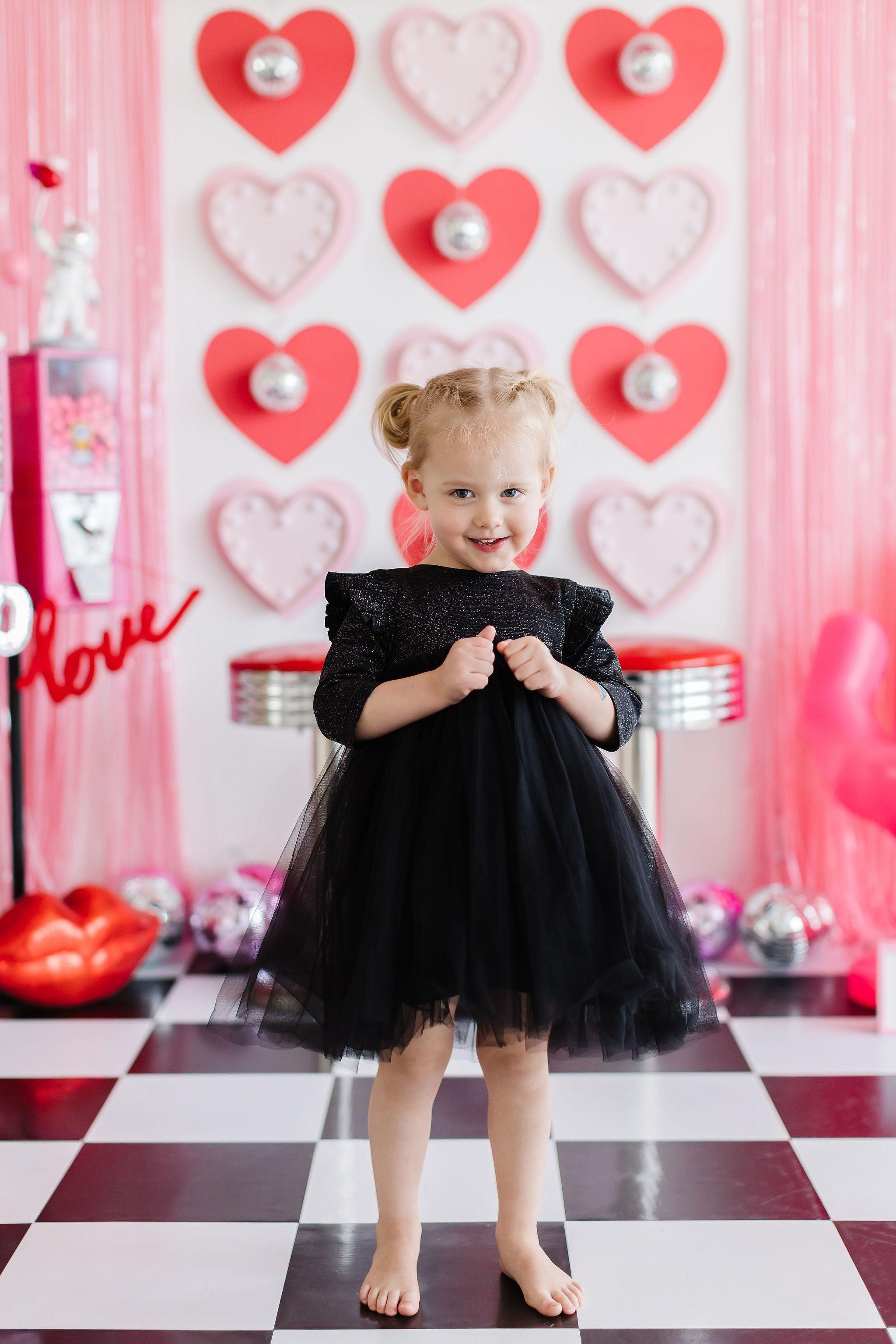 Black Shimmer 3/4 Sleeve Tutu Dress by Mila & Rose ®