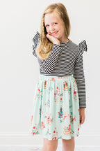 Black & White Stripe L/S Ruffle Tee by Mila & Rose ®
