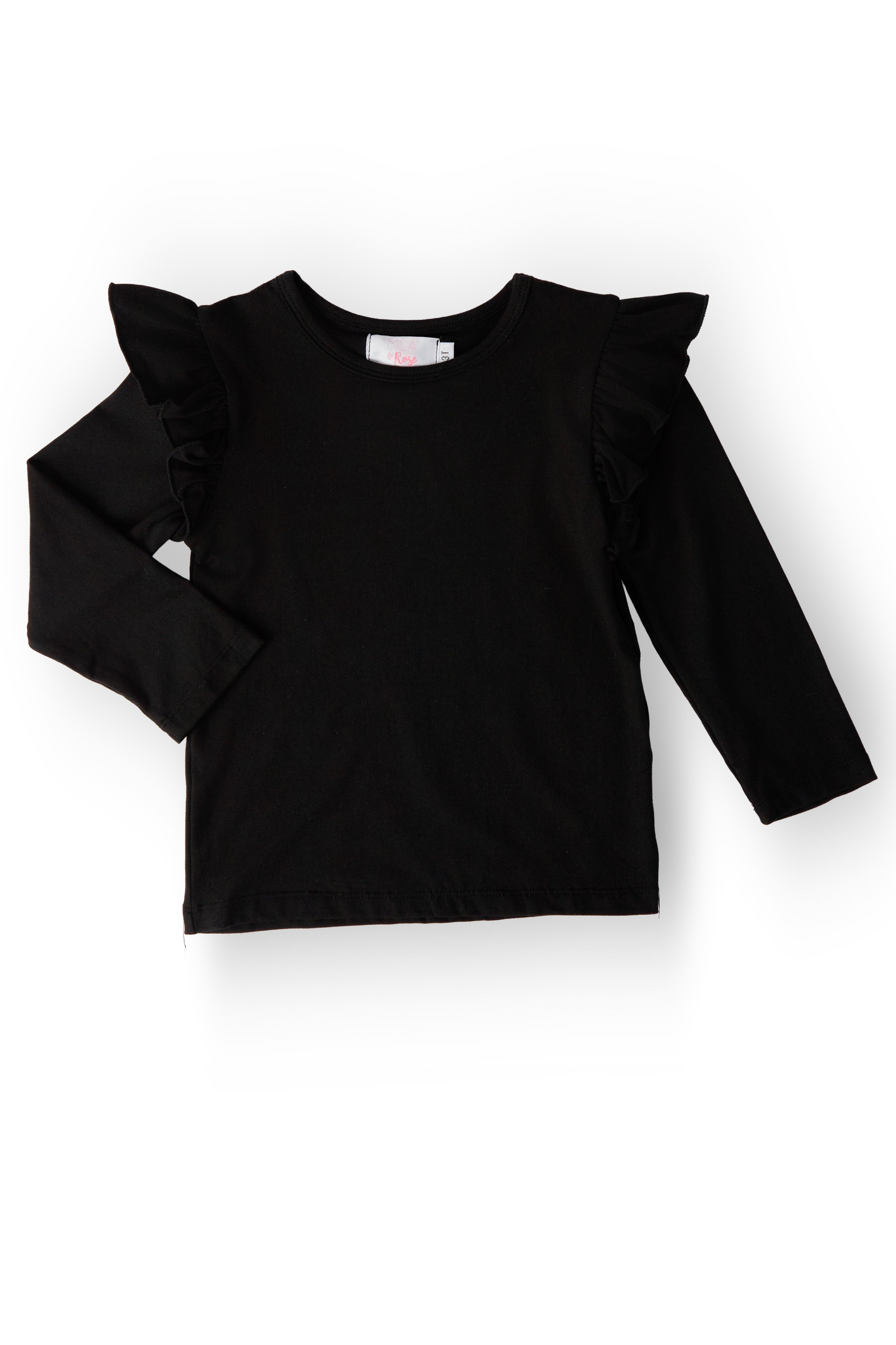 Black L/S Ruffle Tee by Mila & Rose ®
