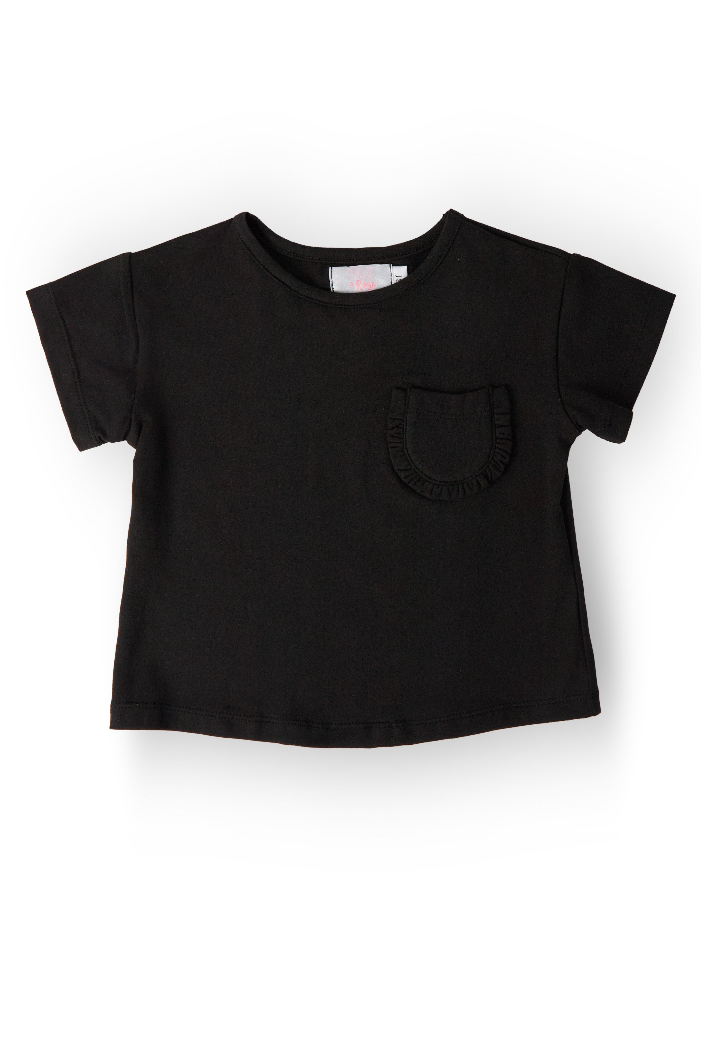 Black Ruffle Pocket Tee by Mila & Rose ®