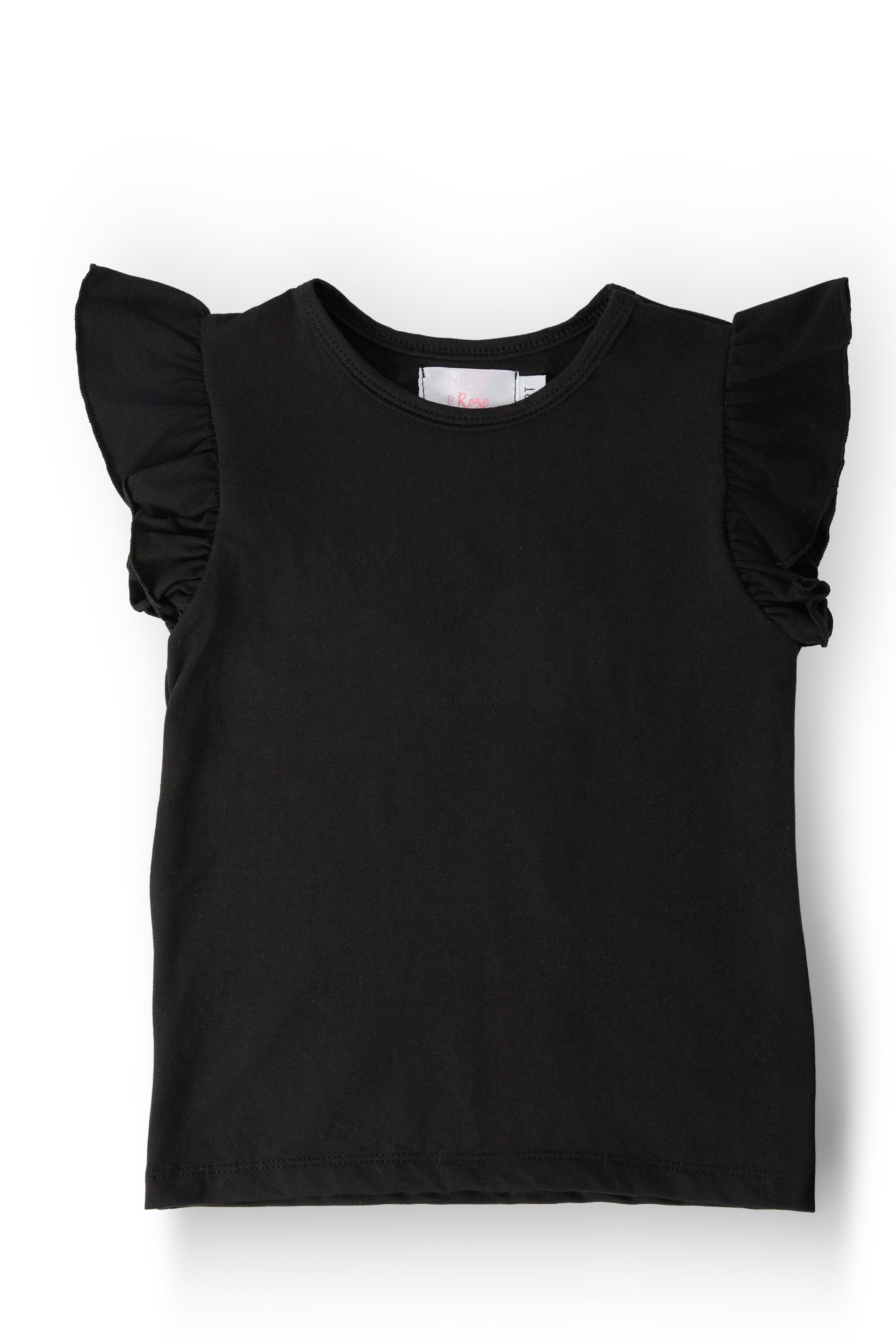 Black S/S Ruffle Tee by Mila & Rose ®